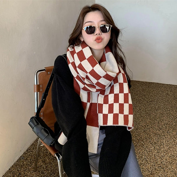 Bufanda de Lana Escocesa Roja para Parejas - Cálida y Elegante