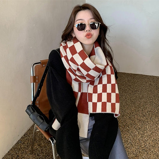 Bufanda de Lana Escocesa Roja para Parejas - Cálida y Elegante