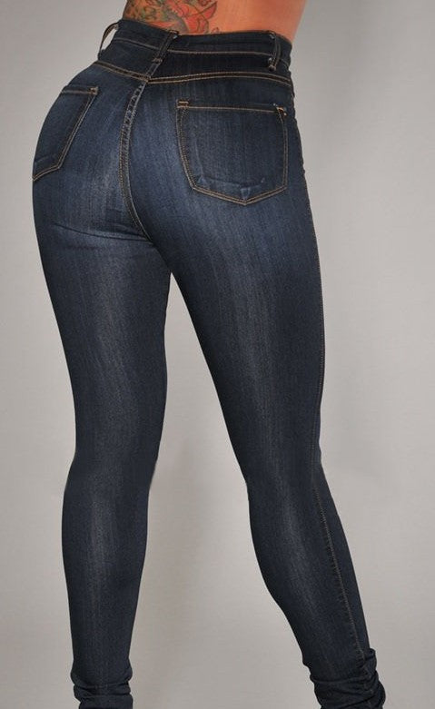 Pantalones Vaqueros Cintura Alta Elásticos con Cinco Hebillas - Image 3
