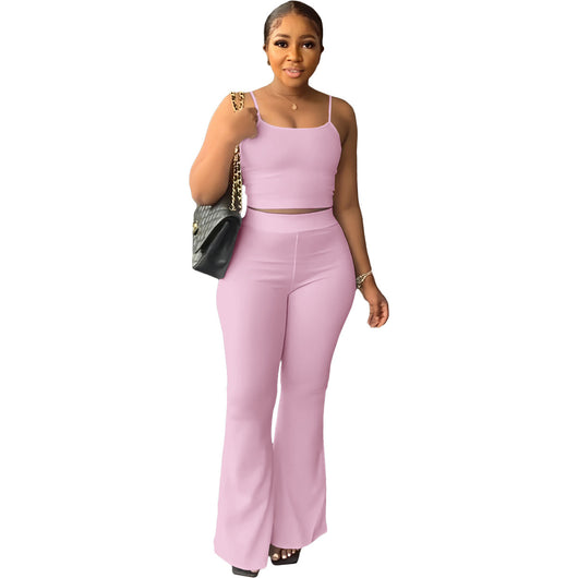 Pantalón Acampanado con Tirantes Lisos - Conjunto de Moda Minimalista - Image 4