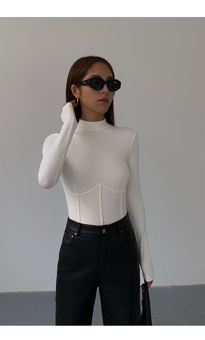 Polera Cuello Alto Negra de Punto para Mujer - Image 9