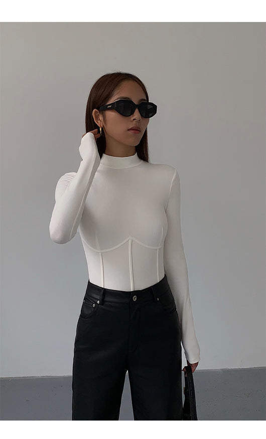 Polera Cuello Alto Negra de Punto para Mujer - Image 9