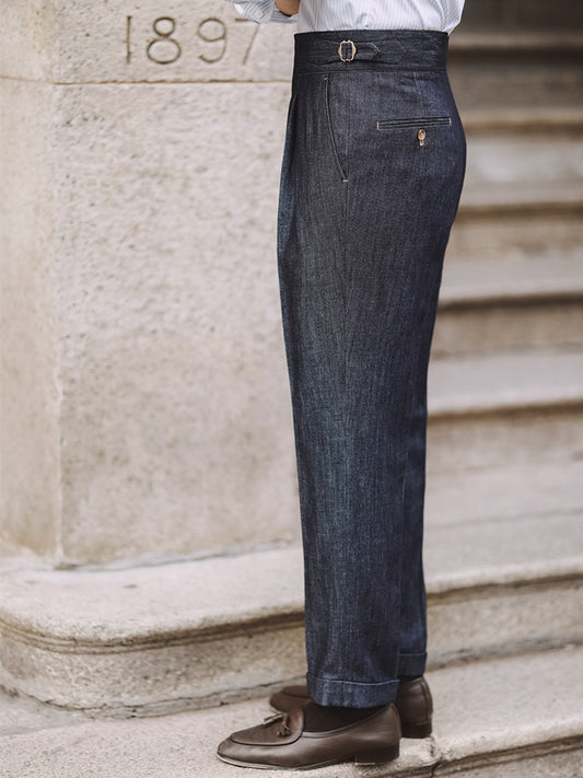Pantalones Denim Casuales de Cintura Alta para Hombre - Image 2