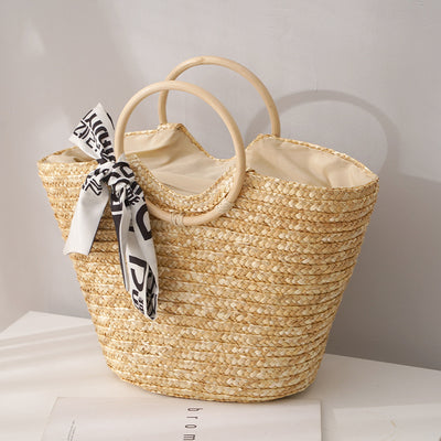 Bolsa Tote Tejida Estilo Occidental de Gran Capacidad con Asa Simple - Image 16