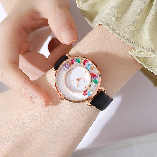 Reloj Elegante para Mujer con Esfera de Piedras Preciosas
