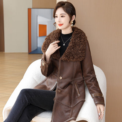 Abrigo de Invierno Largo en Terciopelo Mink para Mujer - Image 3