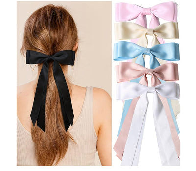 Pasador de Cabello con Moño de Resorte - Clip Grande con Cintas Decorativas - Image 17