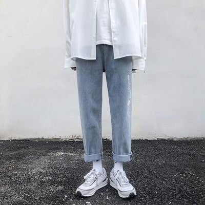 Pantalones Jeans Claros de Pierna Ancha y Recta