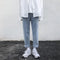 Pantalones Jeans Claros de Pierna Ancha y Recta