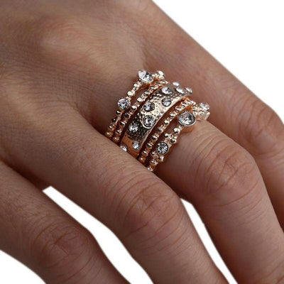 Set de 5 Anillos Apilables Estilo Bohemio en Tono Oro Rosa - Image 25