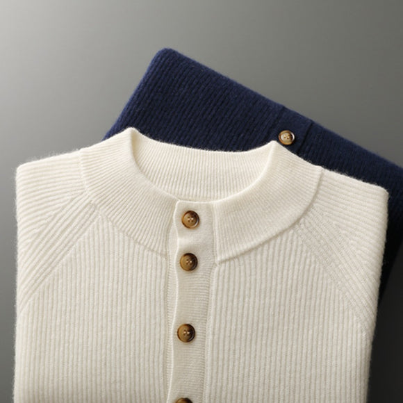 Suéter de Cachemira Cuello Medio Alto para Otoño e Invierno