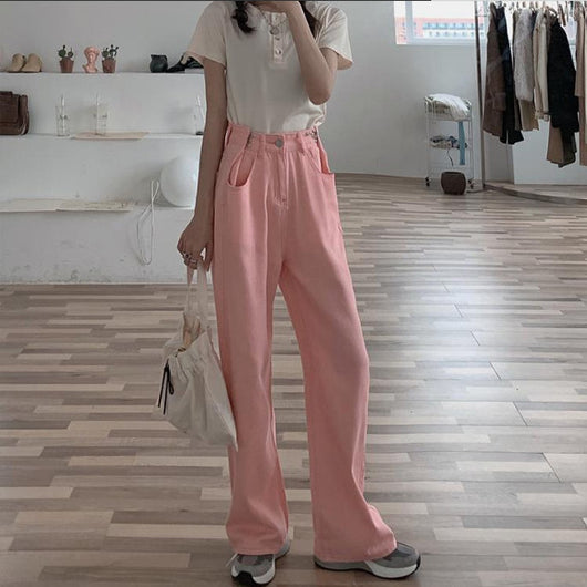 Pantalones Vaqueros Blancos de Cintura Alta y Pierna Ancha Estilo Hong Kong - Image 12