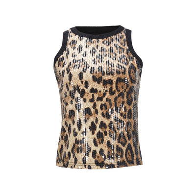 Chaleco Cropped sin Mangas con Lentejuelas y Estampado Leopardo - Image 35