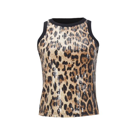 Chaleco Cropped sin Mangas con Lentejuelas y Estampado Leopardo - Image 35