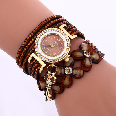 Reloj Pulsera de Cristal y Strass Dorado - Image 13