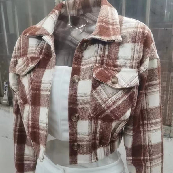 Camisa de Cuadros en Lana para Mujer