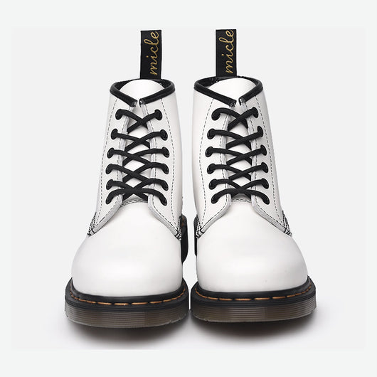 Botas Martin de Cuero Blanco Estilo Británico - Botines Altos Clásicos - Image 4
