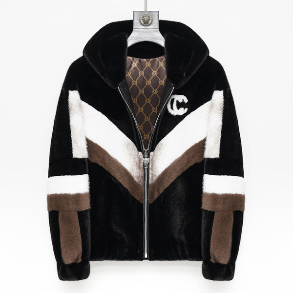 Chaqueta Impermeable con Capucha de Cuero Sintético Premium