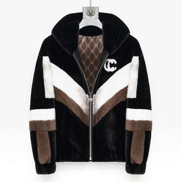Chaqueta Impermeable con Capucha de Cuero Sintético Premium