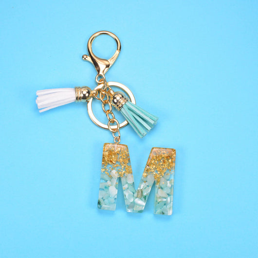 Llavero Colgante Alfabeto Inglés con Borla, Piedra y Detalles en Oro - Image 13