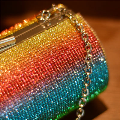 Bolso de Noche Degradado Arcoíris con Diamantes de Lujo para Mujer - Image 20