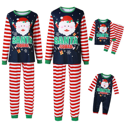Santa Printed Parent-child Homewear, a two-piece pajama set with a Santa Claus graphic and red and white stripes. - Image 7