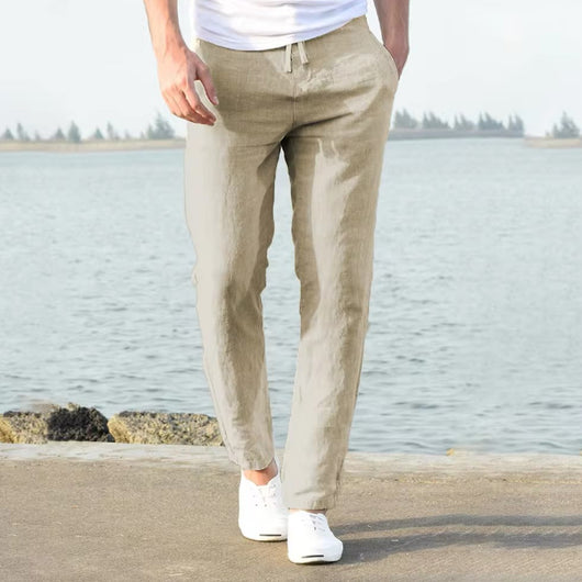 Pantalones de Lino y Algodón con Cintura Elástica Ajustable para Hombre - Image 7