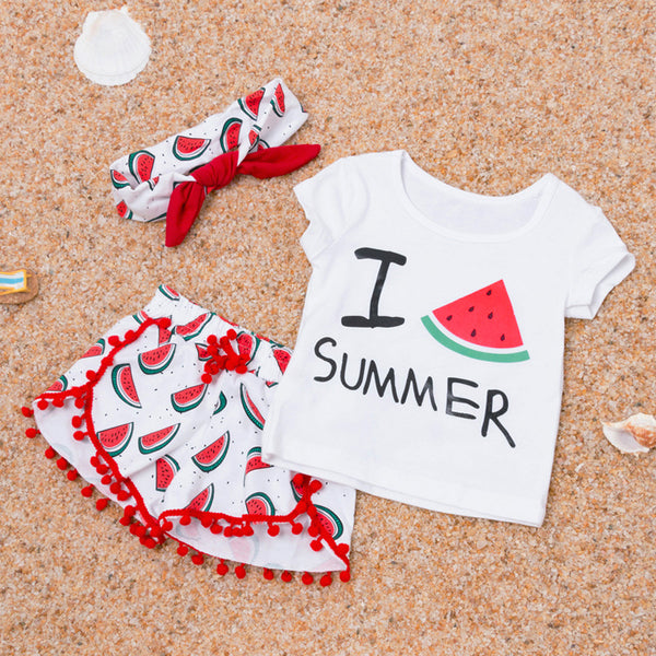 Conjunto de Playa para Niña: Playera y Shorts de Verano con Diadema