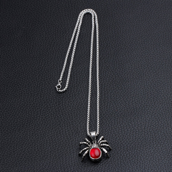 Collar Colgante Araña Viuda Negra Gótico Punk Vintage para Hombre con Cristal Rojo Grande - Image 6