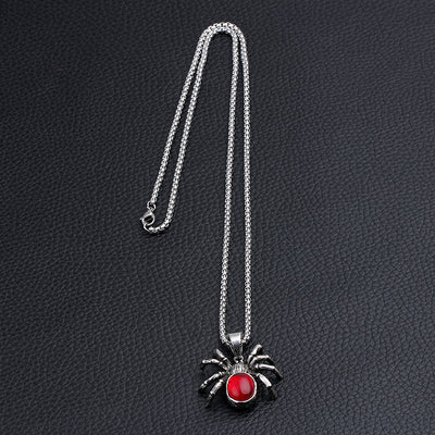Collar Colgante Araña Viuda Negra Gótico Punk Vintage para Hombre con Cristal Rojo Grande - Image 6
