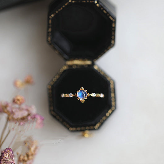 Anillo de Plata 925 Piedra de Luna con Baño de Oro para Mujer - Image 10
