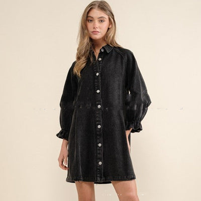 Jumpsuit Polo Denim con Mangas Farol - Image 4