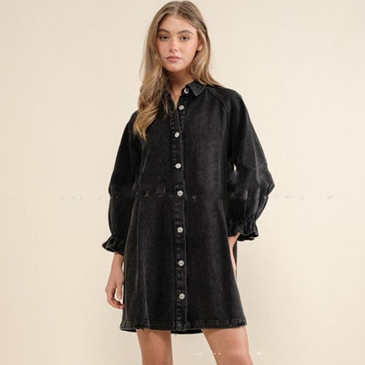 Jumpsuit Polo Denim con Mangas Farol - Image 4