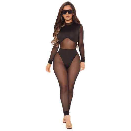 Jumpsuit Transparente con Detalles en Malla para Mujer - Image 13