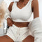 Conjunto de Pijama de Tres Piezas de Felpa Suave para Casa