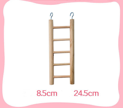Colorful wooden aerial ladder with five rungs and vibrant beads, featuring metal hooks for birds or hamsters. - Image 19