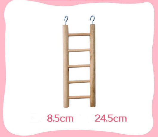 Colorful wooden aerial ladder with five rungs and vibrant beads, featuring metal hooks for birds or hamsters. - Image 19