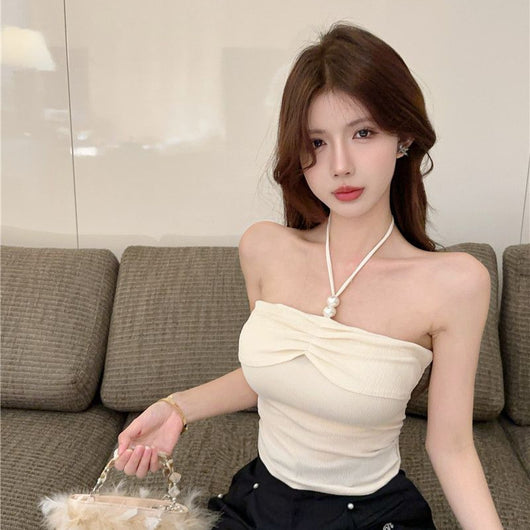 Top Halter Sexy Tubo con Tirantes - Diseño Francés Otoño - Image 6