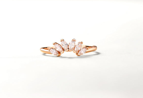 Anillo Corona Ajustable Plata 925 Chapado Oro con Zirconia 3A