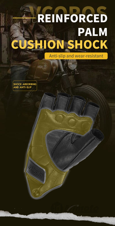 Guantes de Ciclismo Retro Medio Dedo en Cuero Oveja - Resistentes al Desgarre - Image 7