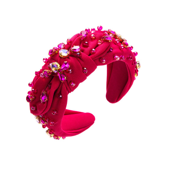 Diadema Elegante Ancha con Nudo y Cristales