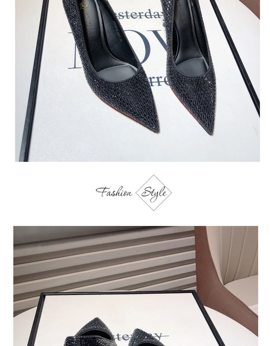 Zapatos de Tacón Stiletto Plateado Puntiagudo para Bodas y Banquetes - Image 14