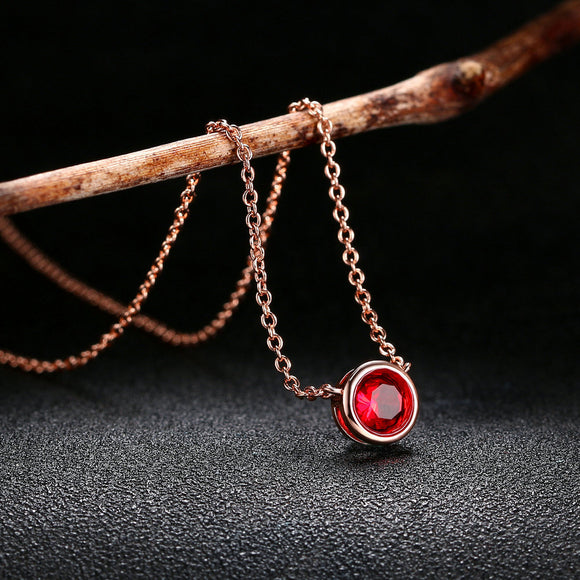 Collar para Mujer Estilo Minimalista con Colgante de Circonita Cúbica en Oro Rosa