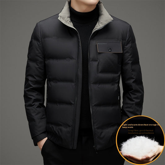 Chaqueta de Plumón Corta para Hombre con Cuello Tipo Stand - Abrigo Térmico Reforzado