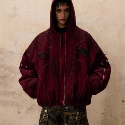 Chaqueta de Algodón con Capucha Pintada a Mano y Detalles Grabados - Image 11