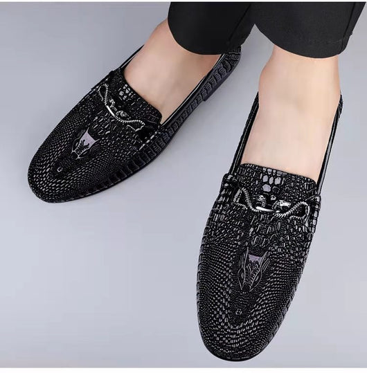 Mocasines de Piel Grabada con Textura de Serpiente para Conducir - Image 10