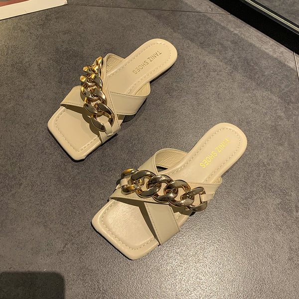 Sandalias Étnicas con Cadena para Mujer - Comodidad de Verano