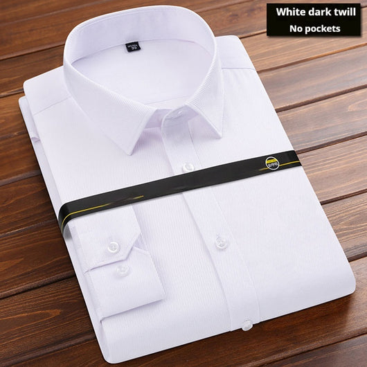 Camisa de Negocio Hombre Suelta sin Planchado - Color Sólido - Image 5