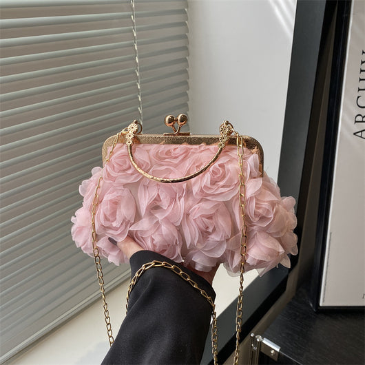 Bolso Elegante para Mujer con Patrón de Rosas y Detalle de Cadena - Image 7