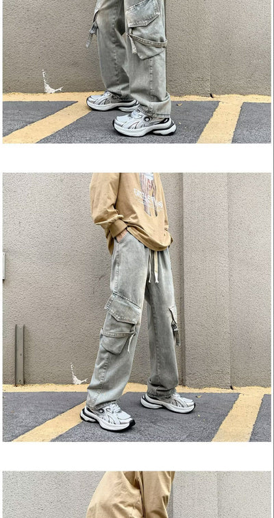 Pantalones Casuales Holgados Multibolsillos Lavado Industrial - Image 16